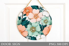 Flowers Door Sign Design. Floral Door Sign Sublimation Product Image 1