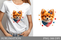 Patriotic Dog Sublimation. Patriotic Dog T-Shirt Design Product Image 1