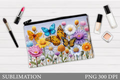 Flowers Makeup Bag Design. Floral Makeup Pouch Sublimation Product Image 1