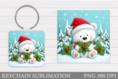 Polar Bear Keychain Design. Christmas Keychain Sublimation Product Image 1