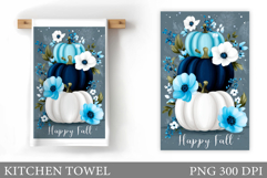 Fall Pumpkin Kitchen Towel. Fall Kitchen Towel Sublimation Product Image 1