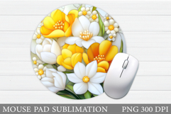 Floral Mouse Pad Sublimation. Flowers Mouse Pad Design Product Image 1
