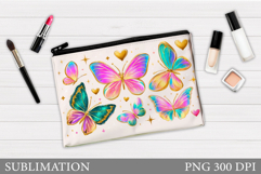 Butterflies Cosmetics Bag Design. Butterflly Sublimation Product Image 1