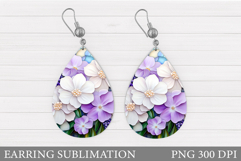Floral Earring Sublimation. Flowers Earring Design Product Image 1