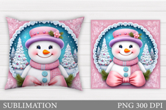 Christmas Snowman Pillow. Christmas Pillow Sublimation Product Image 1