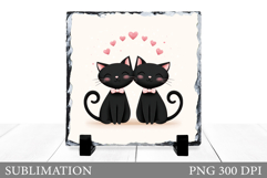 Valentines Cat Sublimation. Valentines Slate Design Product Image 1