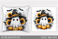 Halloween Ghost Pillow Design. Cute Ghost Sublimation Product Image 1
