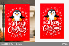 Christmas Penguin Garden Flag. Christmas Garden Flag Design Product Image 1