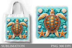 Sea Turtle Tote Bag Sublimation. Turtle Sublimation Product Image 1