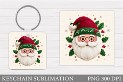 Cute Santa Claus Keychain. Christmas Keychain Sublimation Product Image 1
