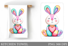 Cute Bunny Kitchen Towel Design. Cute Bunny Sublimation Product Image 1