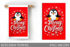 Cute Penguin Kitchen Towel. Christmas Kitchen Towel Design Product Image 1