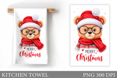 Christmas Bear Kitchen Towel. Christmas Kitchen Towel Design Product Image 1