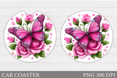 Butterfly Car Coaster Design. Butterfly Sublimation Product Image 1