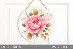 Floral Door Sign Sublimation. Flowers Door Sign Design Product Image 1