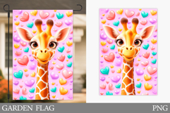 Valentines Giraffe Garden Flag. Valentines Garden Flag Product Image 1