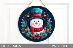 Cute Snowman Door Sign Design. Christmas Sublimation Product Image 1