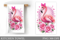 Flamingo Kitchen Towel Design. Flamingo Sublimation Product Image 1