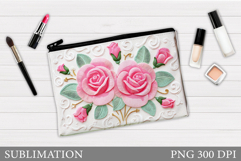 Roses Makeup Bag Sublimation. Floral Makeup Bag Design Product Image 1