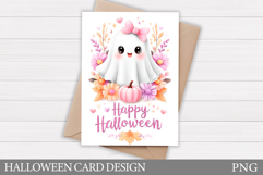 Cute Halloween Card Printable. Halloween Ghost Card Design Product Image 1