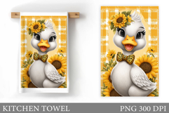 Cute Duck Kitchen Towel Design. Duck Flowers Kitchen Towel Product Image 1