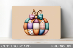 Patchwork Pumpkin Cutting Board. Fall Pumpkin Sublimation Product Image 1