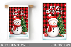 Snowman Kitchen Towel Design. Christmas Kitchen Towel Product Image 1