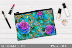 Roses Makeup Bag Sublimation. Floral Makeup Bag Design Product Image 1