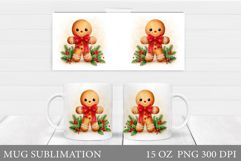 Cute Gingerbread Mug Design. Christmas Mug Sublimation Product Image 1