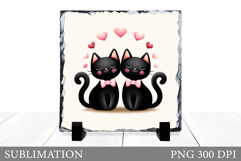 Valentines Cat Sublimation. Valentines Slate Design Product Image 1