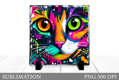 Colorful Cat Sublimation. Cat Slate Sublimation Product Image 1