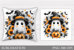 Halloween Ghost Pillow Design. Cute Ghost Sublimation Product Image 1