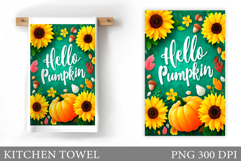 Pumpkin Kitchen Towel. Fall Kitchen Towel Sublimation Product Image 1