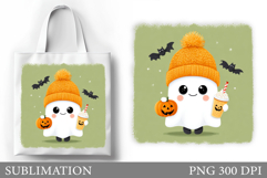 Ghost Tote Bag Sublimation. Halloween Tote Bag Design Product Image 1