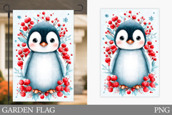 Penguin Garden Flag. Christmas Garden Flag Sublimation Product Image 1