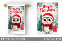 Christmas Owl Kitchen Towel. Christmas Owl Kitchen Towel Product Image 1