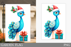 Christmas Peacock Garden Flag. Christmas Garden Flag Design Product Image 1