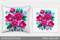 Flowers Sublimation. Flowers Pillow Design Product Image 1