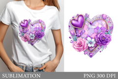 Valentine Heart T-Shirt Design. Valentine Heart Sublimation Product Image 1