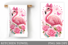 Flamingo Kitchen Towel Design. Flamingo Sublimation Product Image 1