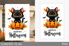 Black Cat Garden Flag. Cute Halloween Garden Flag Design Product Image 1