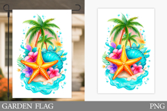 Starfish Garden Flag Design. Sea Garden Flag Sublimation Product Image 1
