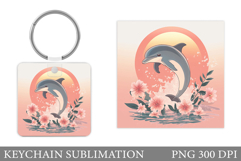 Cute Dolphin Keychain Design. Dolphin Sublimation Product Image 1