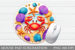 Crab Mouse Pad Design. Sea Mouse Pad Sublimation Product Image 1