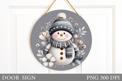 Cute Snowman Door Sign Design. Christmas Sublimation Product Image 1