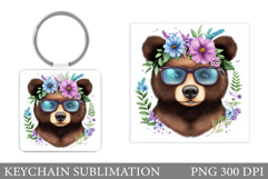 Cute Bear Keychain Design. Cute Bear Sublimation Product Image 1