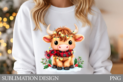 Christmas Cow T-Shirt Design. Christmas Cow Sublimation Product Image 1