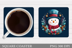 Cute Snowman Coaster Design. Christmas Coaster Sublimation Product Image 1