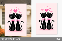 Valentines Cat Garden Flag. Valentines Garden Flag Design Product Image 1