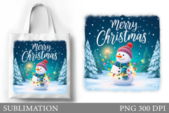 Snowman Tote Bag Sublimation. Christmas Tote Bag Design Product Image 1